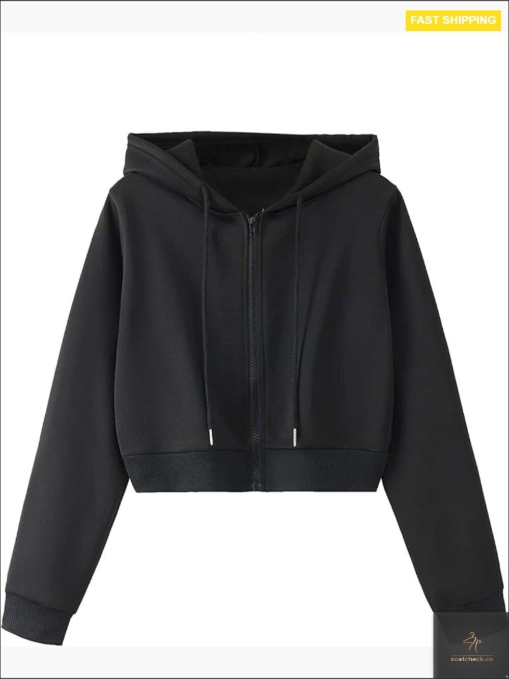 Cropped Zip Up Hoodie Long Sleeve Drawstring Crop Top Jacket Casual Y2K